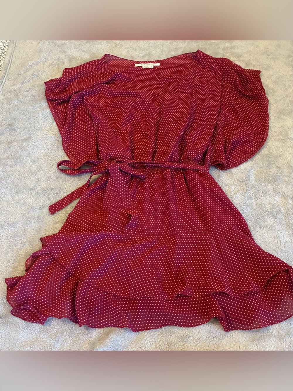 Women’s Max Studio Brand Polka Dot Belted Dress - Raspberry Red Size Medium